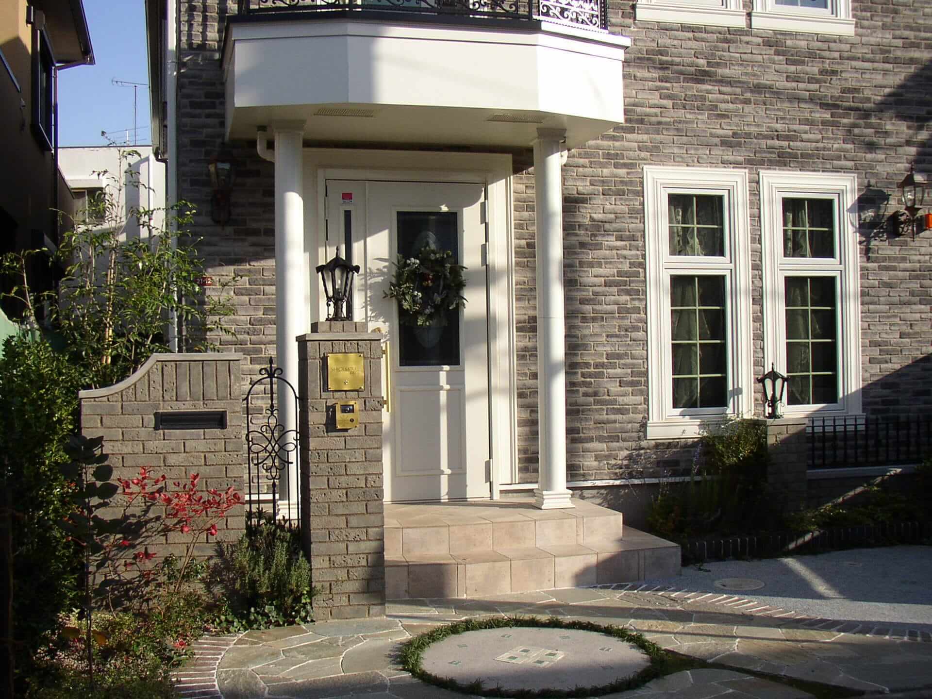 手加工門柱施工例ハンドメイド二丁掛