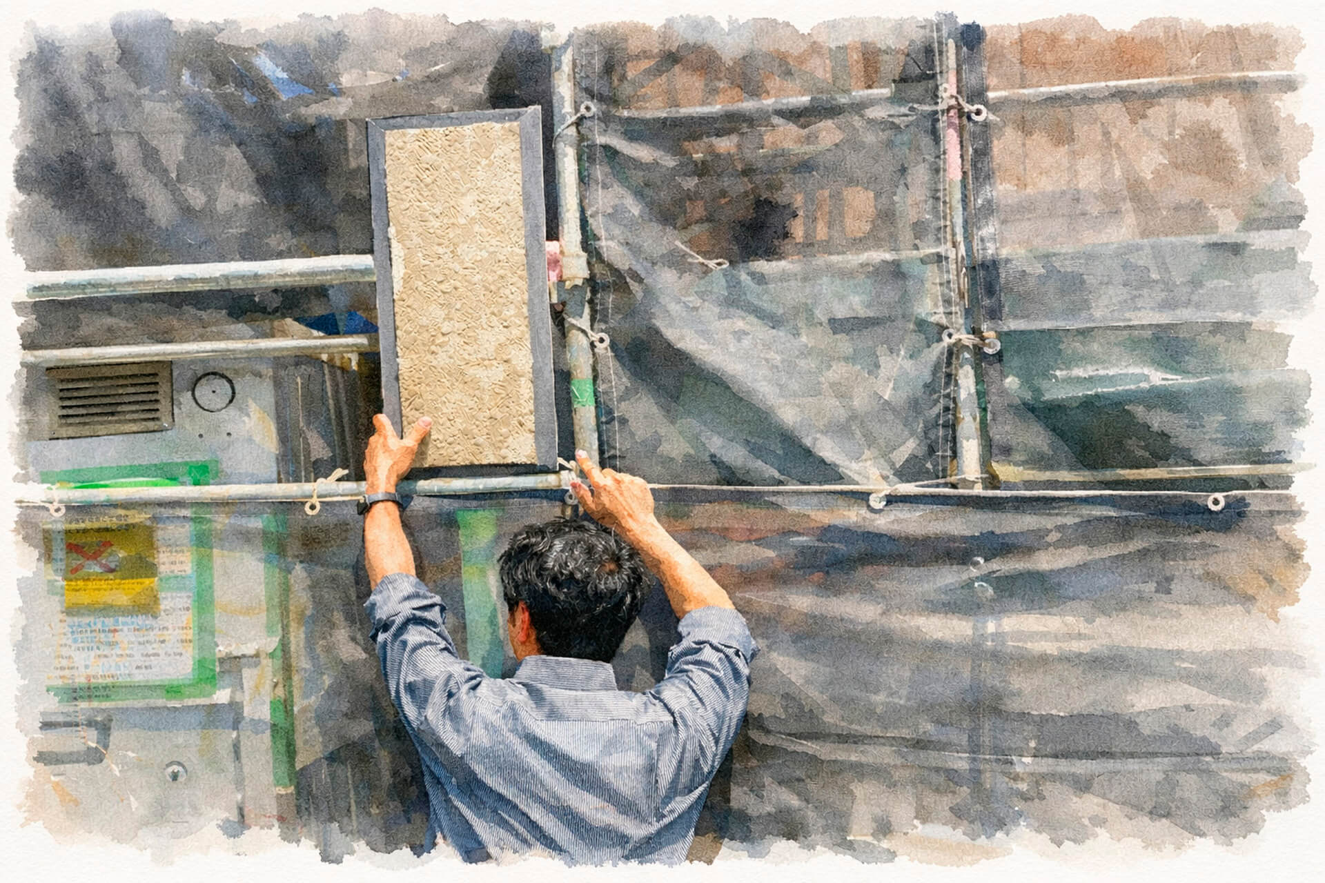 見本焼きする前に、施主様と現場での色彩をチェックする